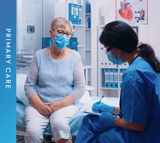 Doctor and patient in exam room